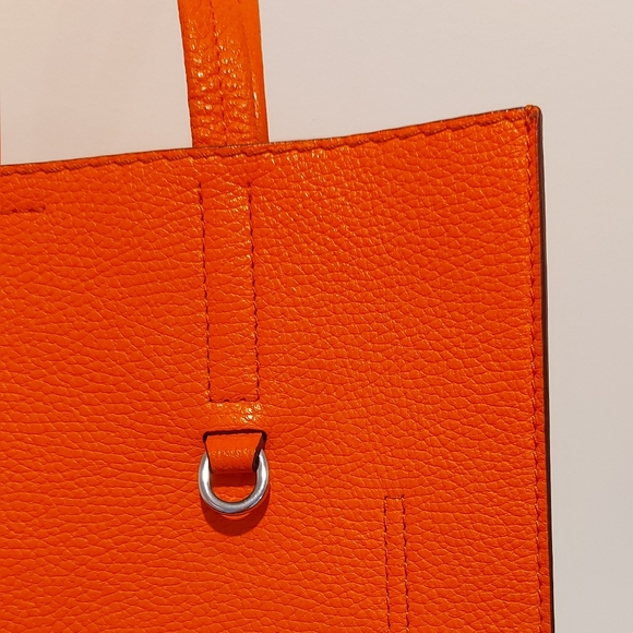 BANANA REPUBLIC pebbled italian leather orange tote bag convertible shape - Picture 8 of 15